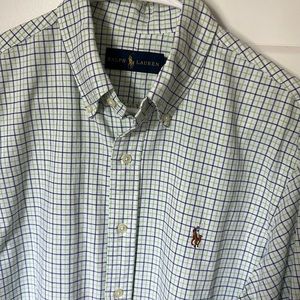 Men’s Ralph Lauren Button Down Shirt in Size M.  White with Blue and Green plaid